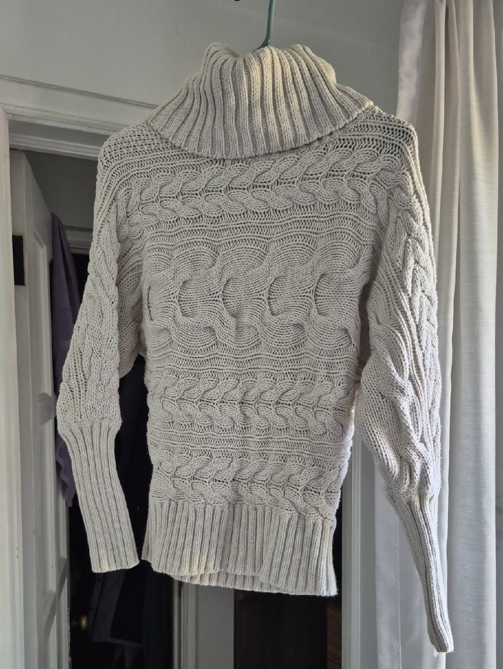 Moda International Cream Cable Turtleneck Sweater
